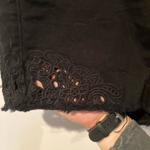 Torrid Black Lace Detail Jean Short with Stretch
